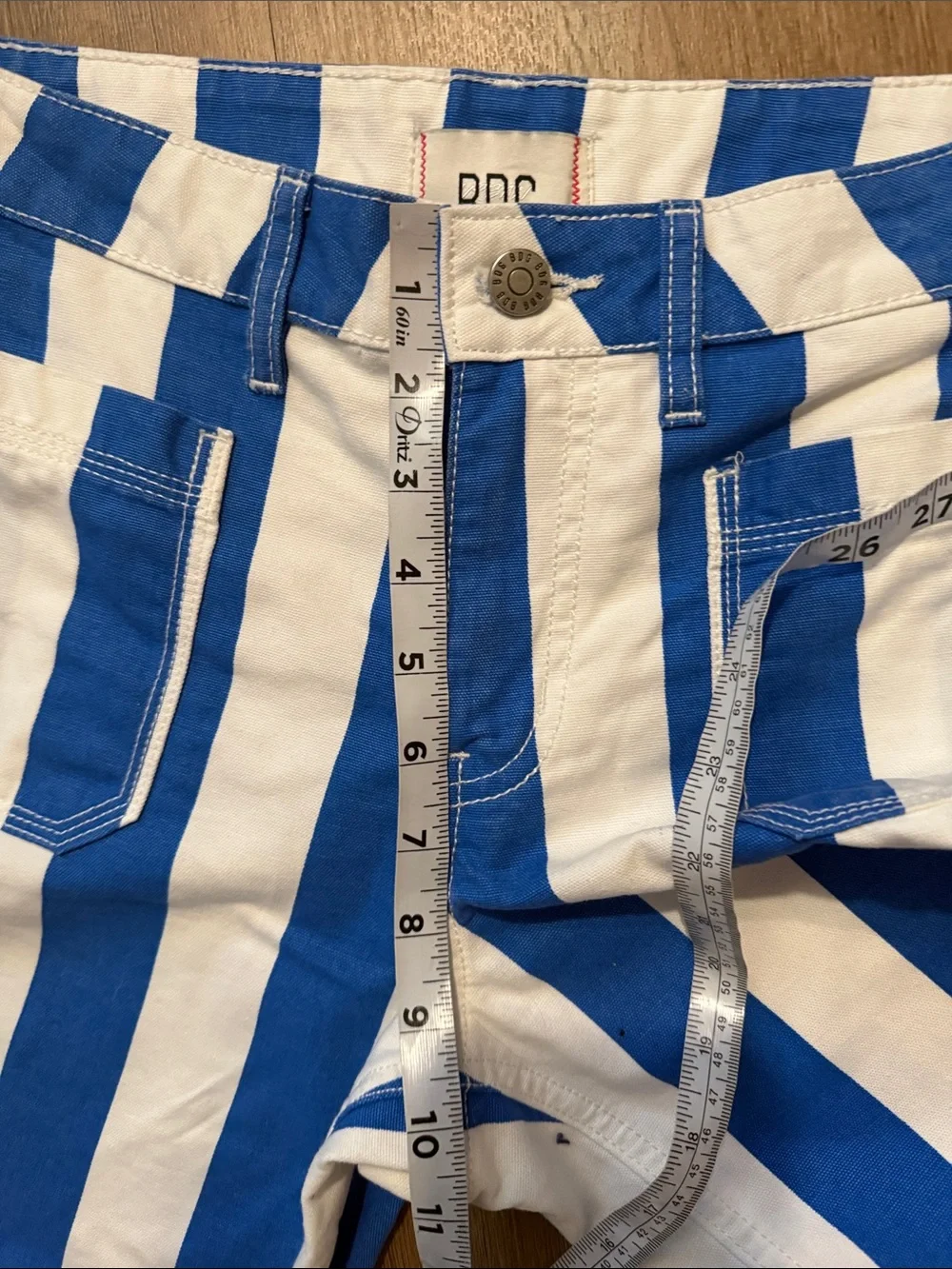 Urban Outfitters BDG Eva Canvas Wide Leg Crop Pant Blue Striped Pants Size 27 - Picture 10 of 15